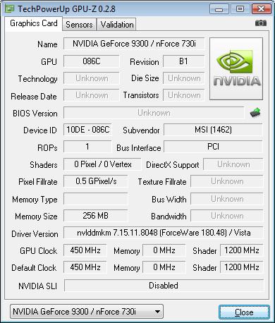 NVIDIA GeForce 9300 GPU-Z 