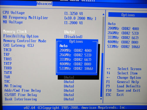ASRock A780GMH/128M частота памяти