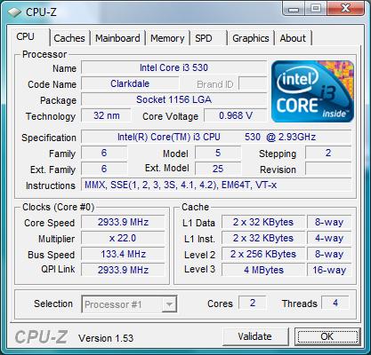 Intel DH55TC штатная частота