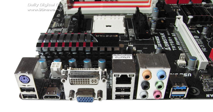  Biostar TA75A+ задняя панель 