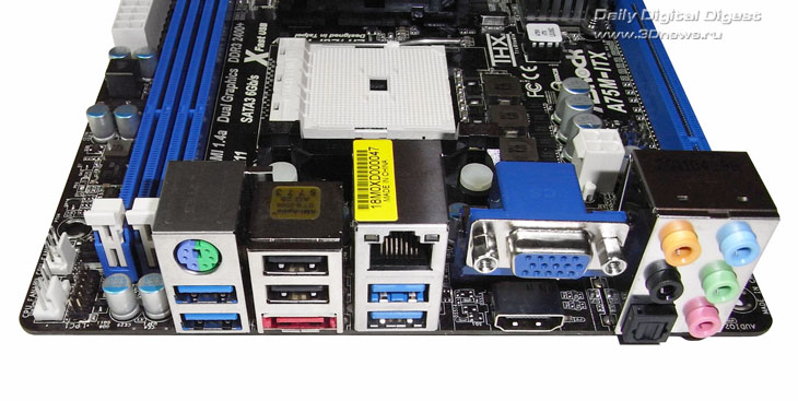  ASRock A75M-ITX задняя панель 