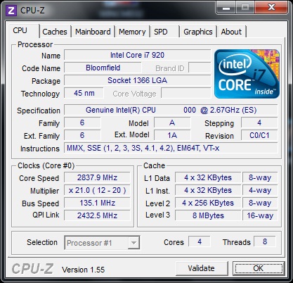 Intel DX58SO штатная частота