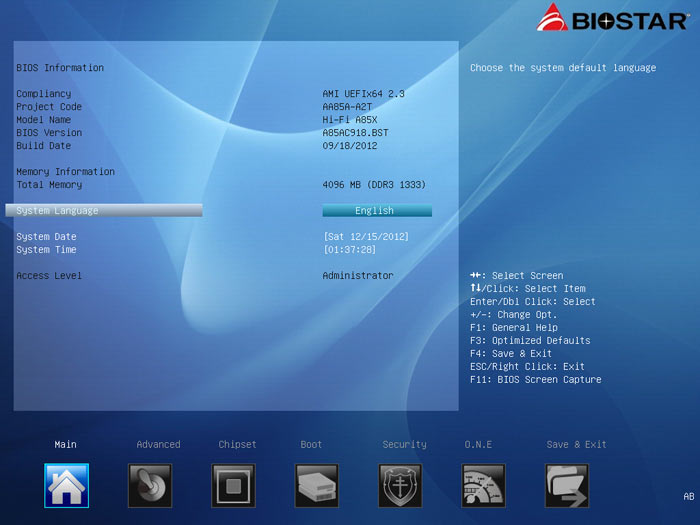 Biostar Hi-Fi A85X BIOS