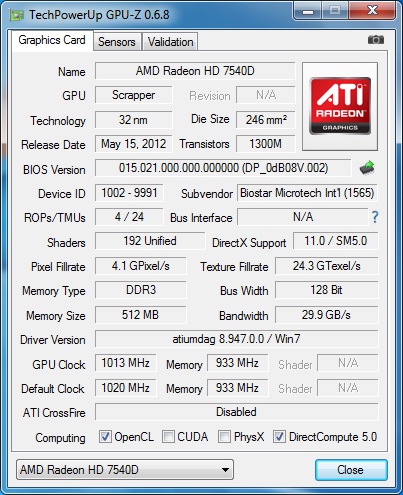 Biostar Hi-Fi A85X разгон GPU