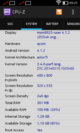  Nokia X: system information, memory 