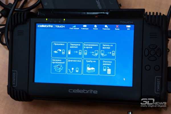  В целом этот слайд описывает всю функциональность устройства Cellebrite Touch 