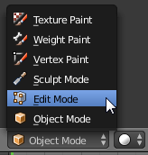  Список режимов работы Blender 