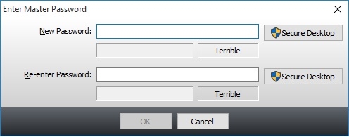  Окно создания мастер-пароля 