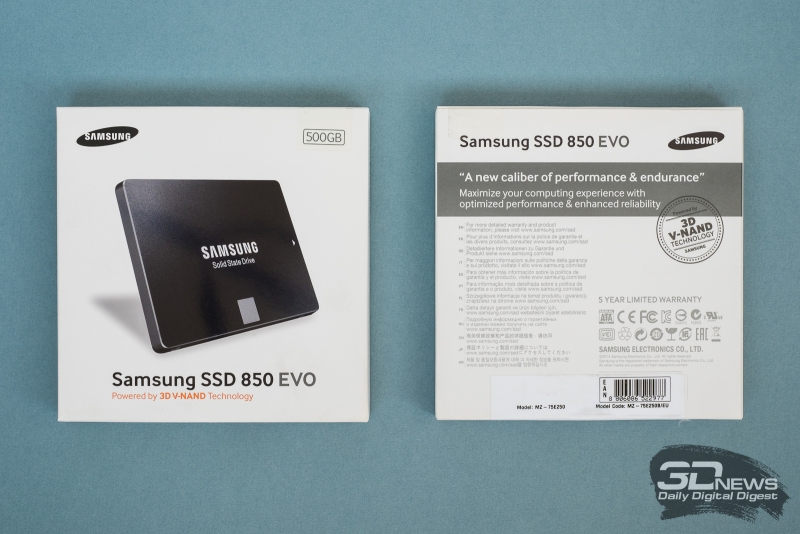  Старая упаковка &ndash; Samsung 850 EVO v1 на базе 32-слойной TLC 3D V-NAND 