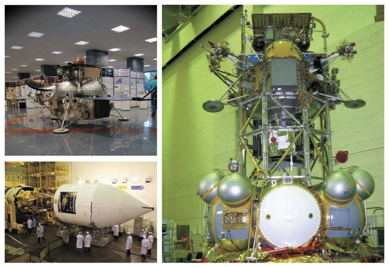  Участие в проекте ExoMars даёт российским учёным возможность проверить решения и идеи, разработанные для миссий &laquo;Марс-96&raquo;, &laquo;Фобос-Грунт&raquo; и &laquo;Марс-НЭТ&raquo;. На коллаже &ndash; станция &laquo;Фобос-Грунт&raquo;, фото ИКИ РАН, Роскосмос, НПО имени С. А. Лавочкина 