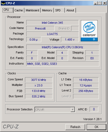  Intel Celeron D 345J 